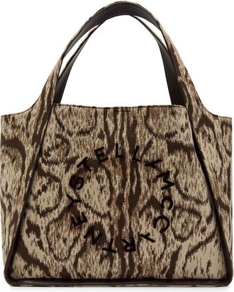 Stella McCartney Stella Mccartney Logo Leopard-jacquard Canvas Tote bag - Brown - One Size