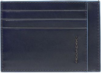 Piquadro Leather mens slim credit card holder - Heren - Portefeuilles - Blauw - ONE Size - Accessoires