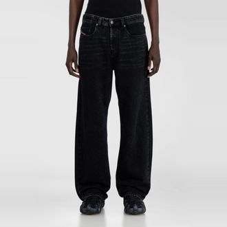 Diesel Relaxed Jeans Low Waist 2001 D-Macro, Black/Dark grey, Button fly