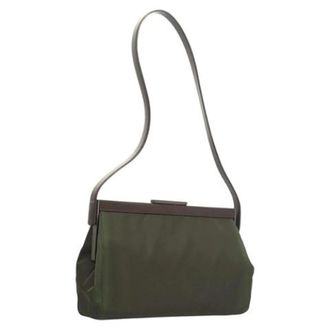 Prada Pre-owned Shoulder Bags, female, Green, Size: ONE SIZE Pre-owned Nylon Shoulder Bag