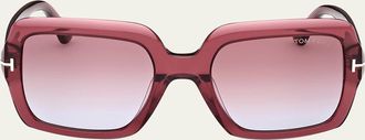Tom Ford Kaya Beveled Acetate Square Sunglasses