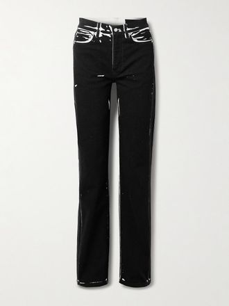 Proenza Schouler Jeans A Gamba Dritta E Vita Media Stampati Ryman - Nero