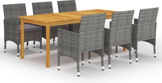 vidaXL Juego De Comedor De Jard&iacute;n De 7 Piezas Gris Vidaxl