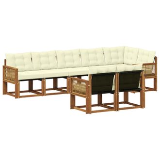 vidaXL Conjunto De Sof&aacute;s De Exterior Con Coj&iacute;n 8 Pcs Natural Y Crema Vidaxl