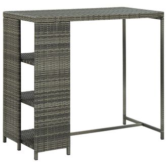 Berkfield Home Bar Table with Storage Rack Grey 120x60x110 cm Poly Rattan | Size: 120 x 60 x 110 cm