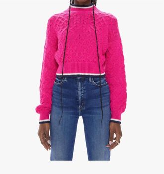 Mother Mock Neck Jumper Crop Sweater In Bright Someday