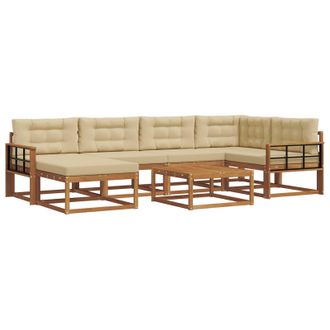 vidaXL Conjunto De Sof&aacute;s De Exterior Con Coj&iacute;n 7 Pcs Natural Y Beige Vidaxl