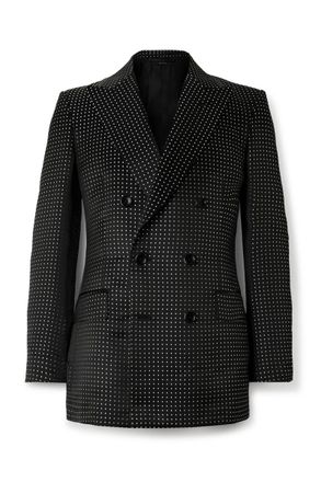 Tom Ford Double-Breasted Polka-Dot Mulberry Silk-Duchesse Satin Tuxedo Jacket