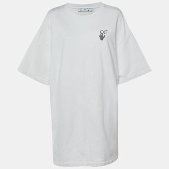 Off-white White Arrow Print Cotton T-Shirt Dress