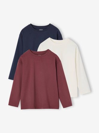Vertbaudet Lot 3 tee-shirts gar&ccedil;on unis terracotta