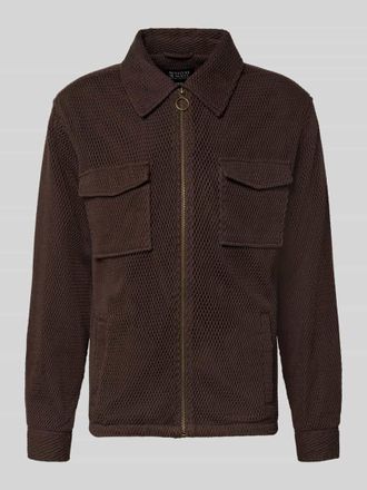 Scotch & Soda Regular Fit Hemdjacke mit Strukturmuster in Schoko, Gr&ouml;&szlig;e XXL