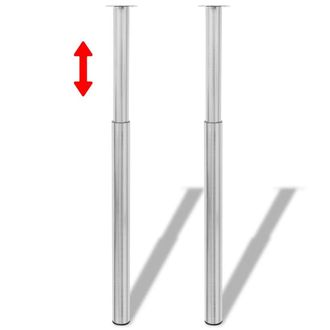 Berkfield Home Telescopic Table Legs 4 pcs Brushed Nickel 710 mm-1100 mm in Silver