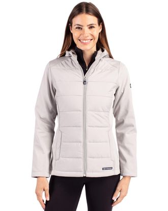 Cutter & Buck Evoke Hybrid Softshell Full Zip Womens Hooded Long SleeveJacket