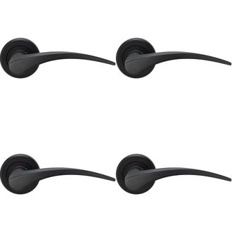 Loops 4x PAIR Arched Tapered Handle on Round Rose Concealed Fix Matt Black Finish