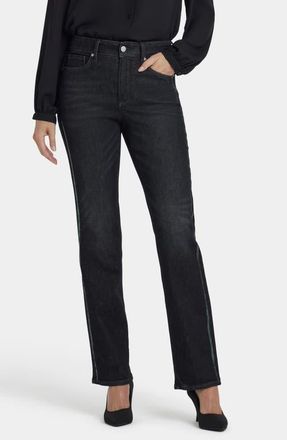 NYDJ Marilyn Sequin Side Stripe High Waist Straight Leg in French Nightfall at Nordstrom, Size 14P