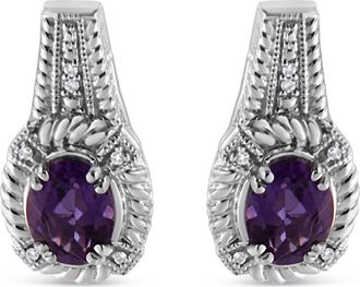 House of Brilliance Silver Purple Amethyst and Diamond Accent Art Deco Style Dangle Earrings in White at Nordstrom