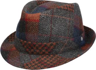 Lierys Merino Patchwork Trilby Hat Felt UV Protection Made in Italy Unisex Autumn Winter Grey