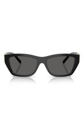 Tiffany & Co. 56mm Rectangular Sunglasses in Black /Dark Grey at Nordstrom