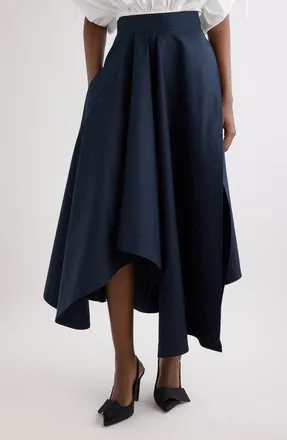 Givenchy Asymmetric Cotton Skirt in Dark Blue at Nordstrom, Size 36