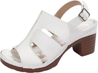 Generic RLEHJN Wedge Walking Sandals for Women Ankle Strap, Womens Platform Chunky Heels Round Open Toe High Heeled Sandals Comfortable Wedges Shoes for Party