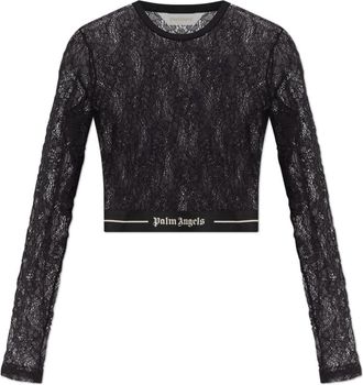 Palm Angels T-shirt met logo - Dames - Longsleeves - Zwart - XS - Tops