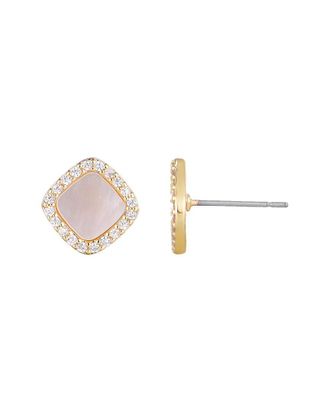 Adornia Adornia 14K Plated Mother Of Pearl Cz Halo Stud Earrings