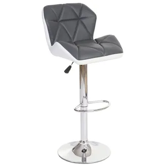 Hhg Sgabello Bar Regolabile Girevole Con Poggiapiedi Hhg 244 Acciaio Cromato Ecopelle Grigio
