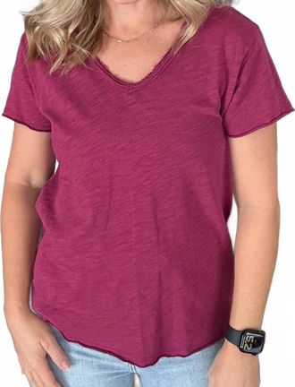 Dear John Denim Vanya V-Neck Slub Tee In Berry