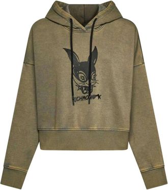 John Richmond Hoodies & sweatvesten, Dames, Beige, M, Katoen, Hoodie met grafische print op de voorkant