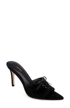 L'agence Thames II Lace Up Pointed Toe Leather Mule in Black Suede at Nordstrom, Size 6.5