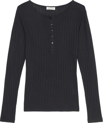 Marc O'Polo ribbed henley top - women - Cotton/Modal - M - Blue