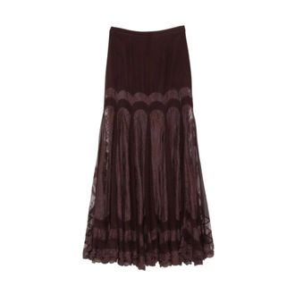 Zimmermann Valiant lange rok van zijde- en kantmix - Dames - Rokken - Bruin - Maat: M Zijde