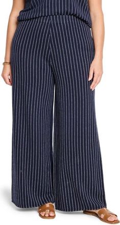 Nic+Zoe Destination Stripe Wide Leg Knit Pants in Indigo Multi at Nordstrom, Size 1 X