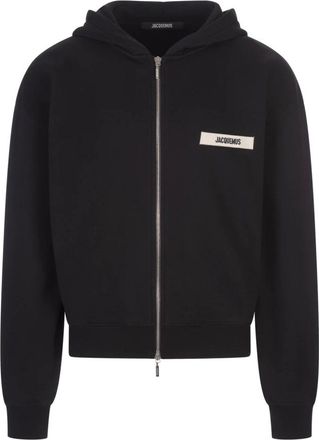 Jacquemus Heren, Sweatshirts & Hoodies, Zwart, Maat: S
