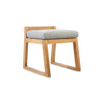 Puma Naturel - Silla De Exterior De Teca Maciza, 50x59,5x56 Cm, Con Cojines Gris Perla, Sin Respaldo (natofch50s)