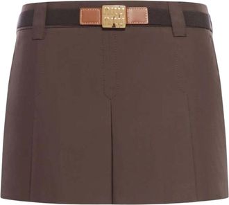 Miu Miu Brown Solid Mini Skirt