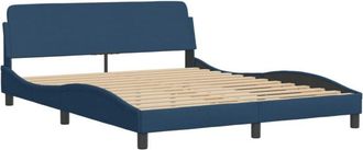 vidaXL Estructura De Cama Con Cabecero Sin Colch&oacute;n Tela Azul 160x200cm Vidaxl