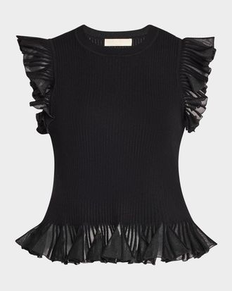 Ulla Johnson Leila Ribbed Ruffle Top