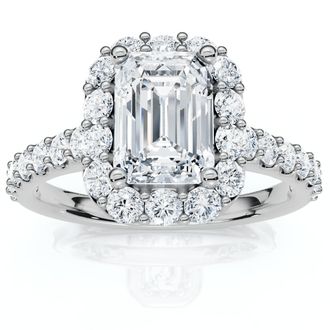 Pompeii3 1.75 Ct Emerald Diamond Halo Engagement Ring 14k White Gold Lab Grown