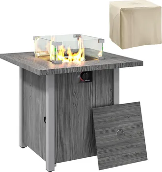 OUTSUNNY Gas Fire Pit Table with 40,000 BTU Burner - Cover - Dark Grey | TJ Hughes