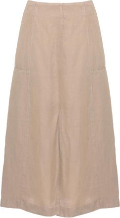 120% Lino Linnen Midi Rok - Dames - Midirokken - Beige - 2XL - Linnen - Rokken