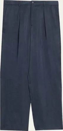 Giorgio Armani Mens Cotton and Lyocell Pleated Wide-Leg Trousers
