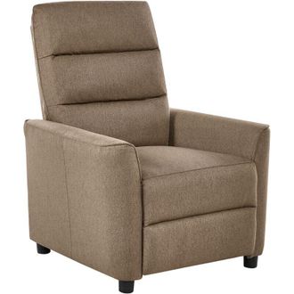 Beliani Recliner Chair Brown Fabric Upholstery Push-Back Manually Adjustable Back and Footrest Retro Design Armchair SANDE
