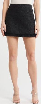 Alice & Olivia Riley Fringe Edge Tweed Miniskirt in Black at Nordstrom Rack, Size 2