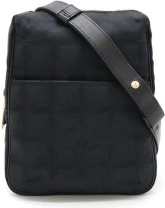 Chanel Pre-owned Nylon Jacquard New Travel Line Shoulder Bag A20513 - Dames - Vintage Schoudertas - Zwart - ONE Size - Nylon - Vintage