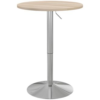 OEM Mesa Alta Cocina Mesa Alta Bar Redonda Para 2 Personas Altura Ajustable Tablero Giratorio 360&deg; 60x60x91 Cm Roble Claro