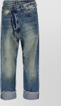 R13 crossover denim jeans belted cuffed distressed