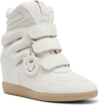 Steve Madden Mavis Wedge High Top Sneaker in Wht Suede at Nordstrom, Size 7.5