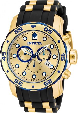 Invicta Pro Diver Chronograph Gold Dial Black Rubber Mens Watch 17887