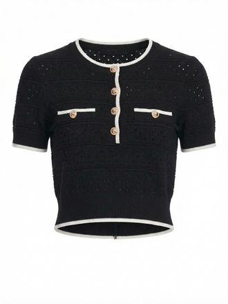 Self Portrait Pointelle Knit Top